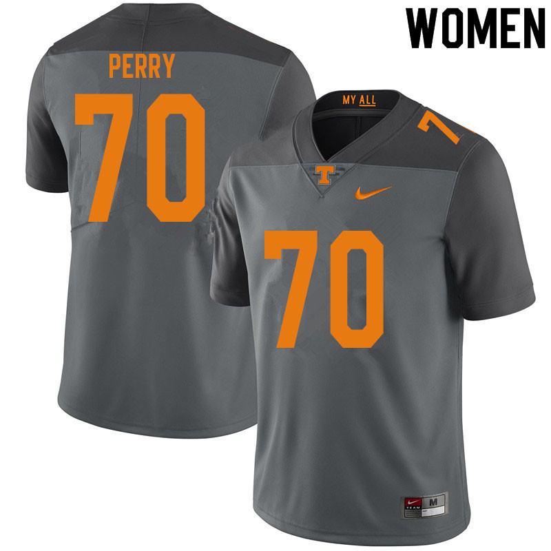 Women #70 RJ Perry Tennessee Volunteers College Football Jerseys Sale-Gray